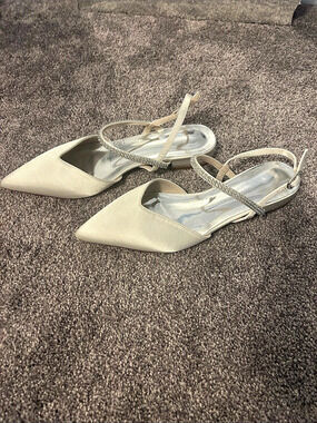 Pointed-Toe Rhinestone Heels in White/ivory